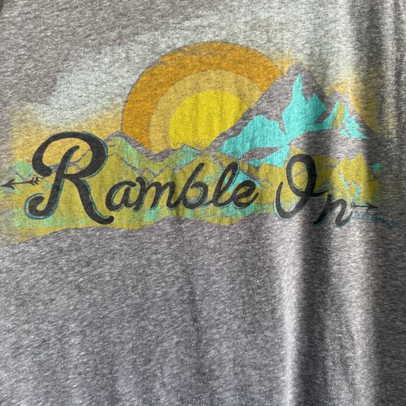 Billabong Graphic Tee Gray Medium – Retro Mountain Sunset Adventure T-Shirt - Picture 2 of 4